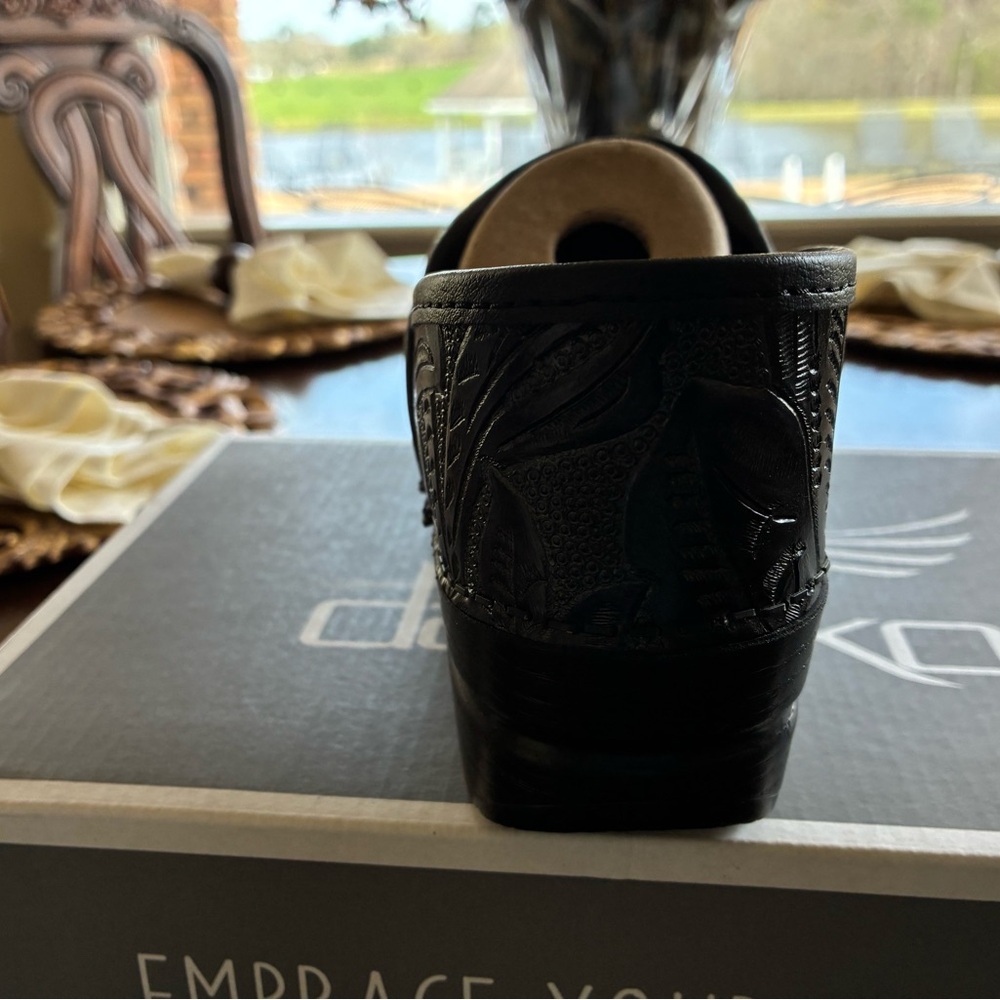 Dansko Professional Black Embossed Leather Clog - Picture 3 of 7